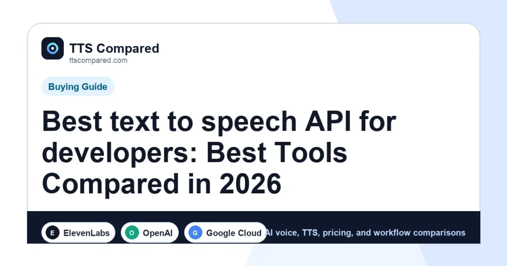 Best text to speech API for developers: Best Tools Compared in 2026 cover image