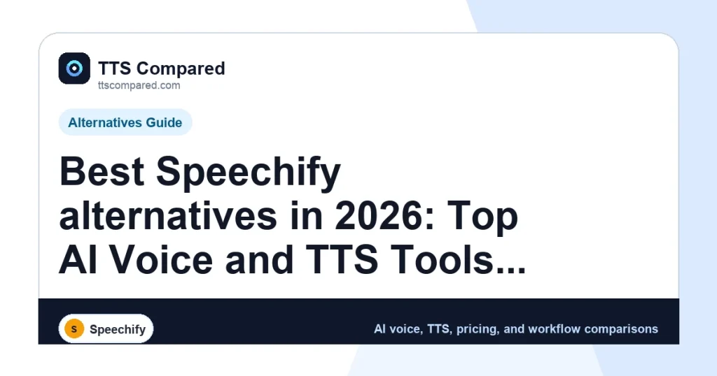 Best Speechify alternatives in 2026: Top AI Voice and TTS Tools Compared cover image